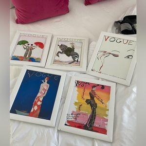 Set of five framed vintage vogue covers
